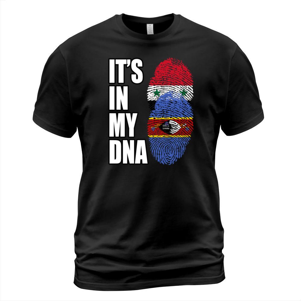 Syrian And Swazi Vintage Heritage DNA Flag T-Shirt Unisex