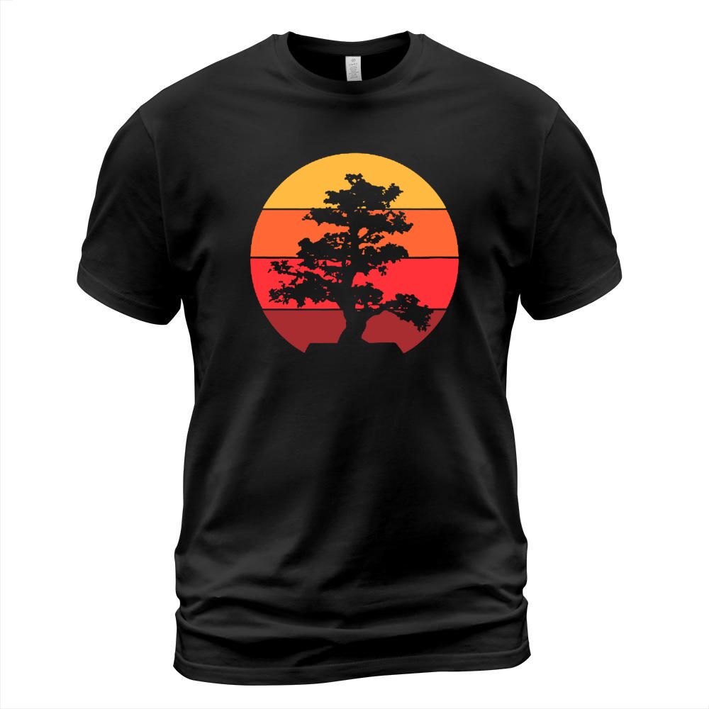 Pacific Ocean Beach Bonsai Tree Sun Retro Vintage T-Shirt Unisex