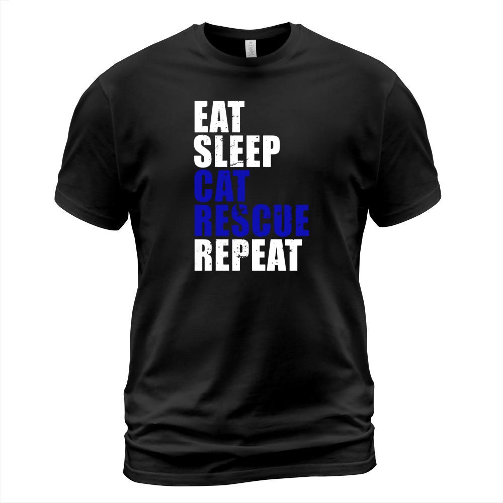 Eat Sleep Cat Rescue Repeat Funny Cute Cat Lover Parent Mom T-Shirt Unisex