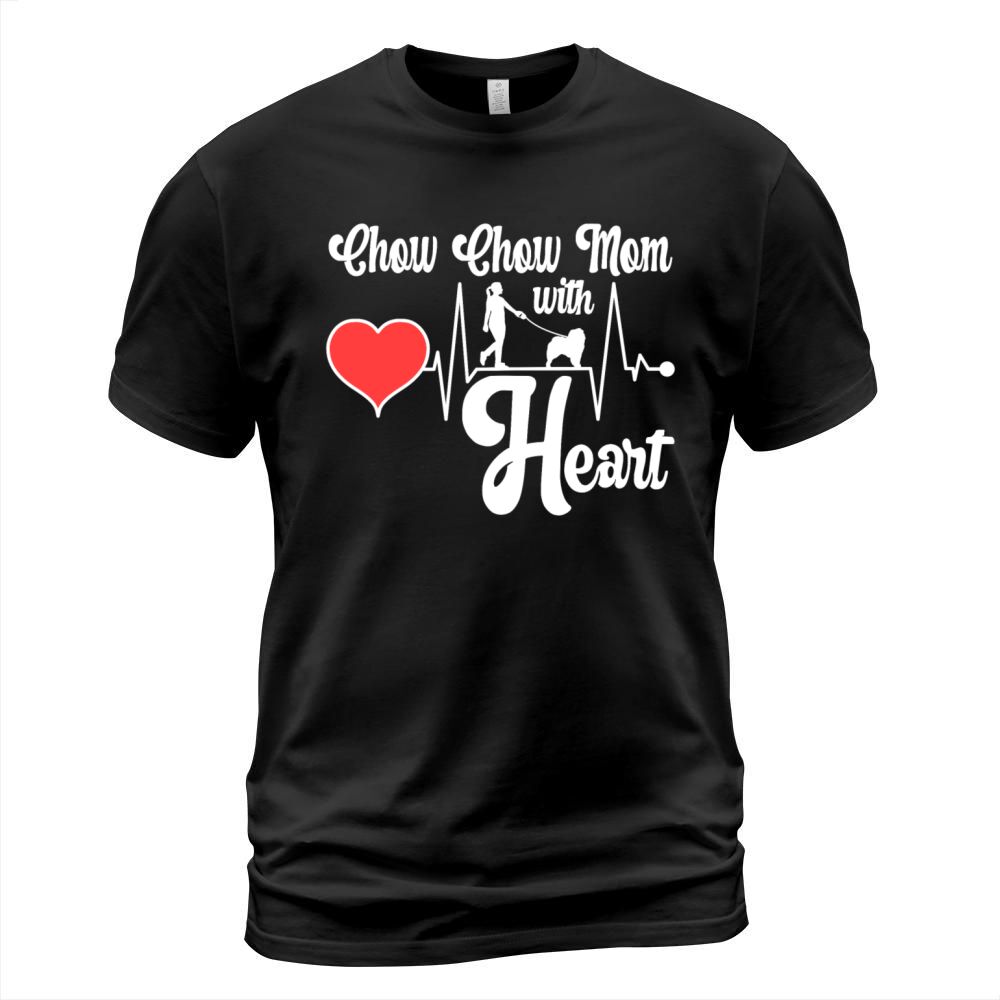Chow Chow Mom with Heart Heartbeat T-Shirt Unisex