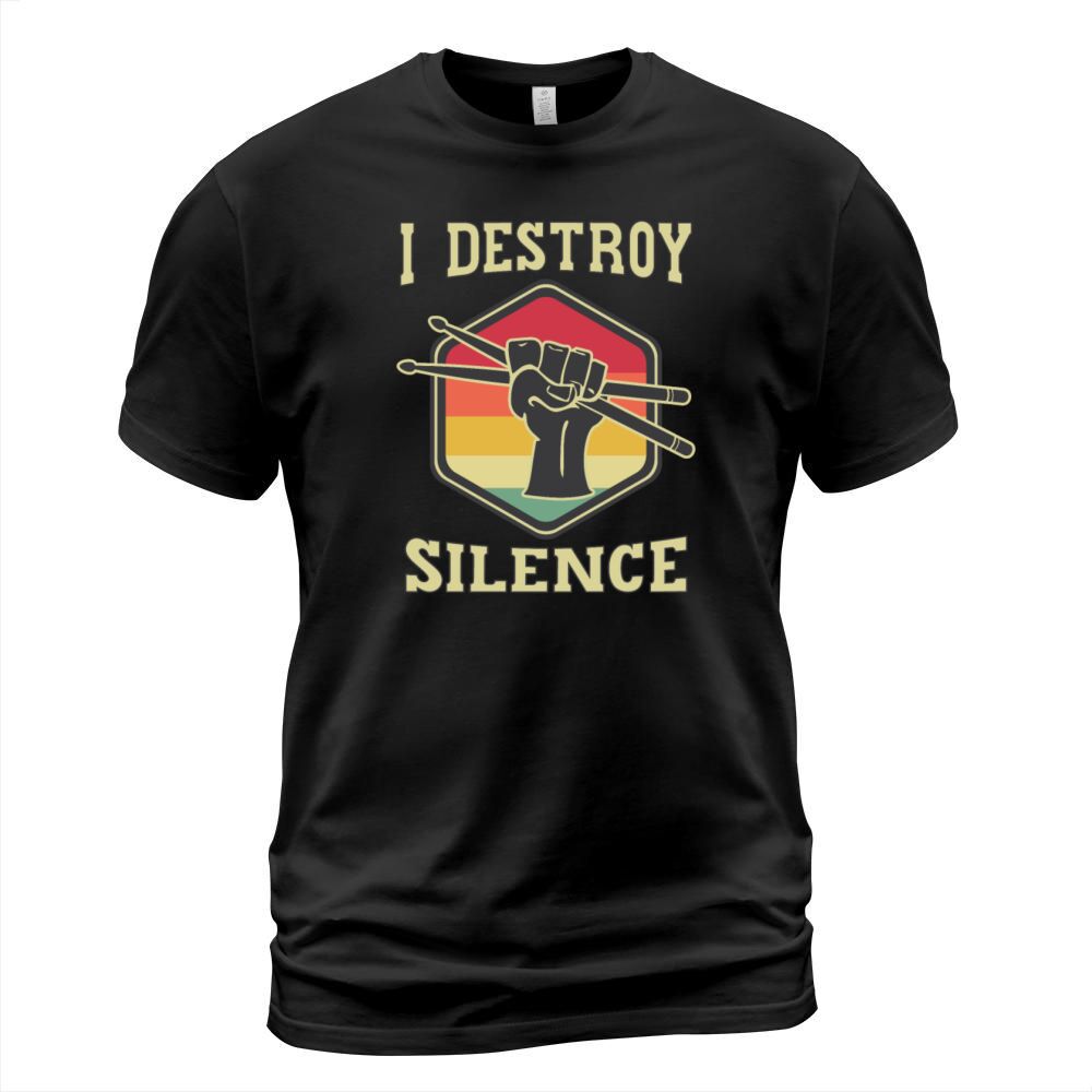 I Destroy Silence Vintage Sunset Drummer T-Shirt Unisex