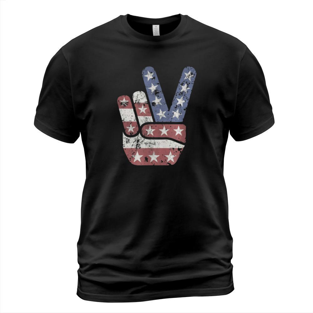4Th Of July Peace Sign American Flag Hand Us Vintage shirt T-Shirt Unisex