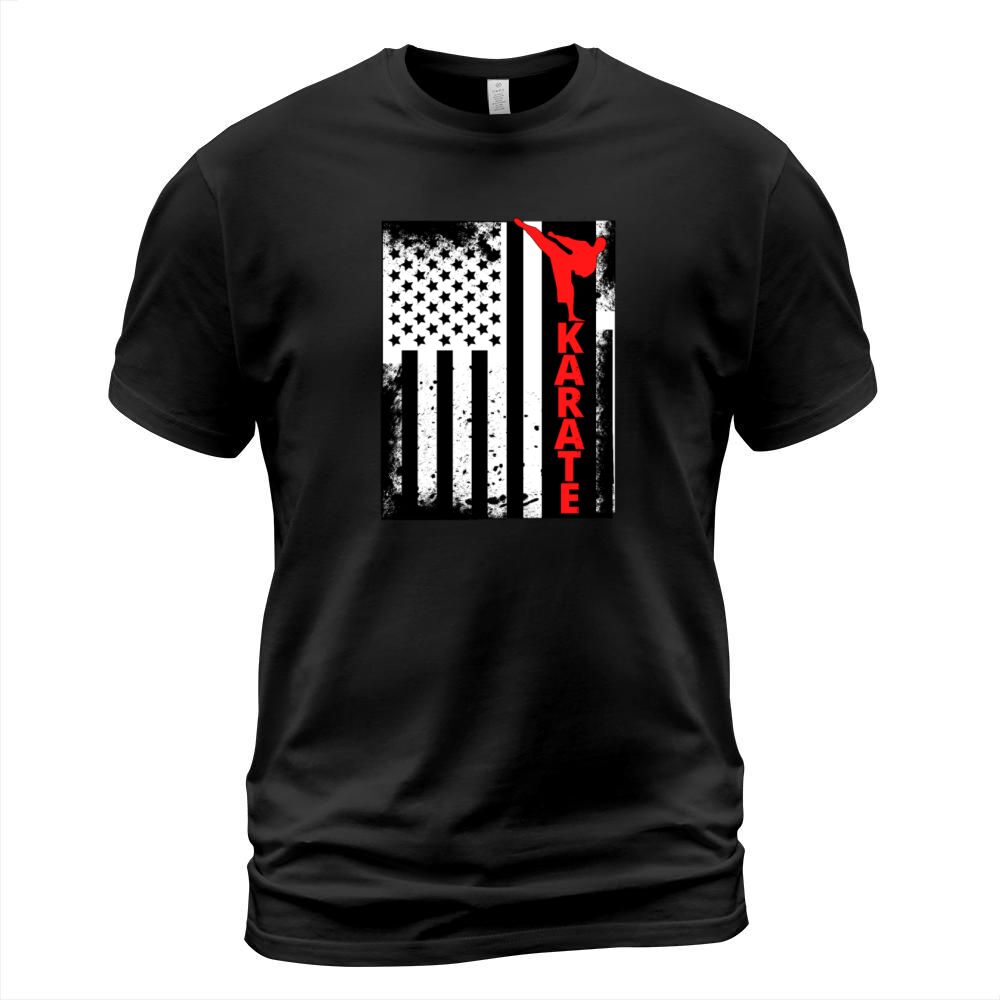 Vintage USA Red White Karate American Flag Distres T-Shirt Unisex