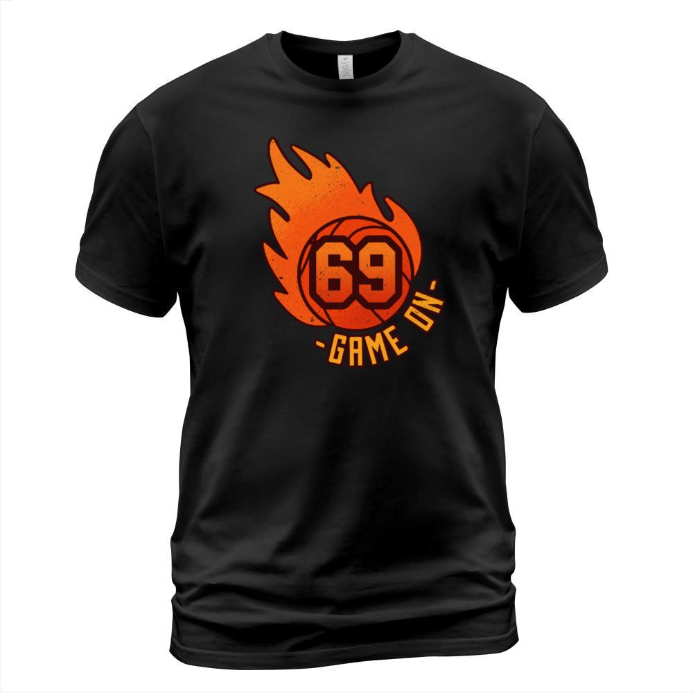 Athlete Ball Fire Game Sport Number 69 Basketball T-Shirt Unisex