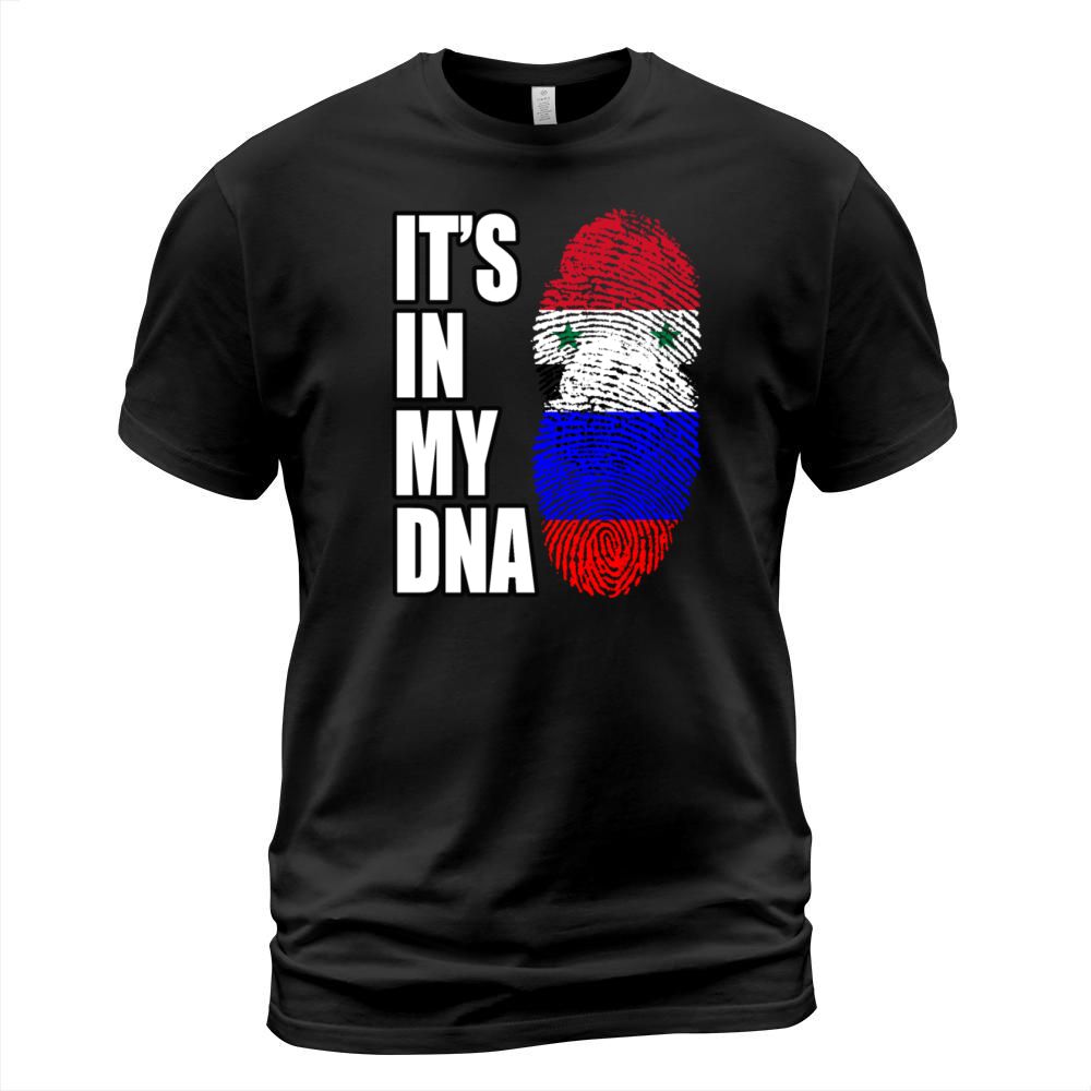 Syrian And Russian Vintage Heritage DNA Flag T-Shirt Unisex