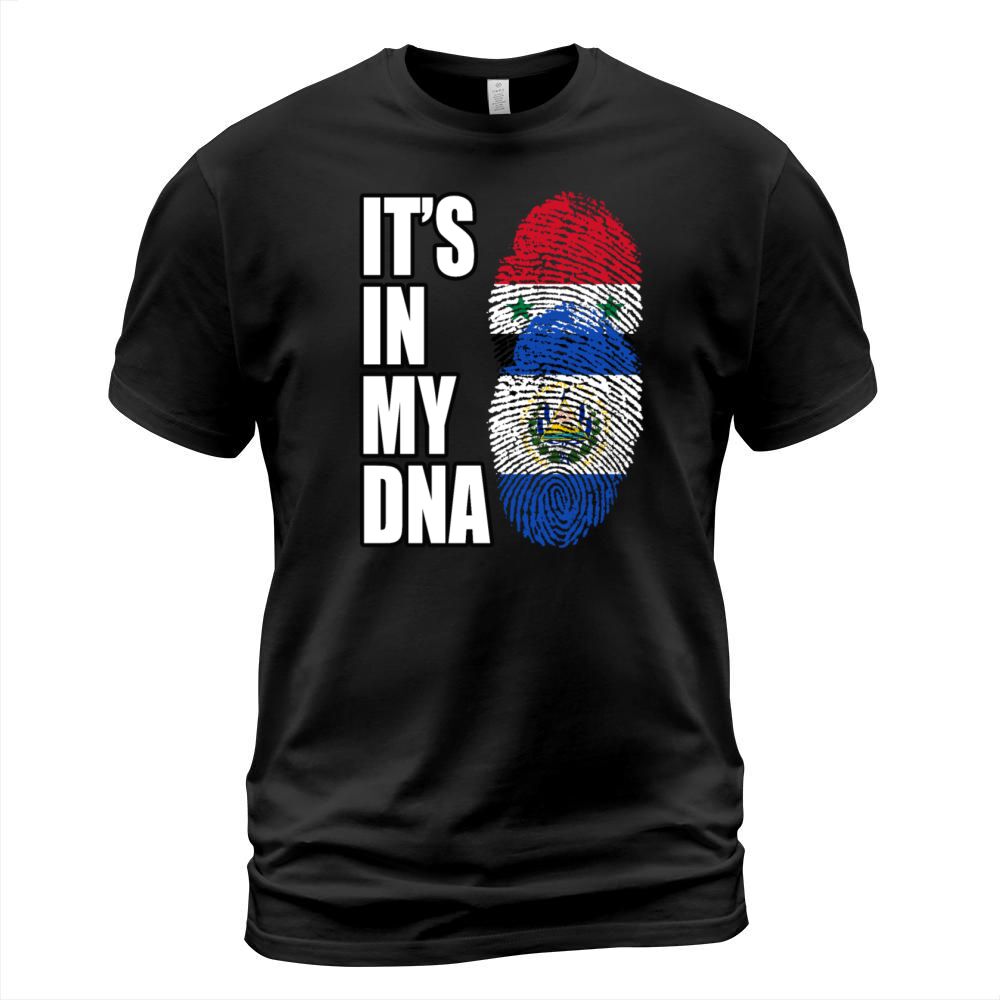 Syrian And Salvadoran Vintage Heritage DNA Flag T-Shirt Unisex