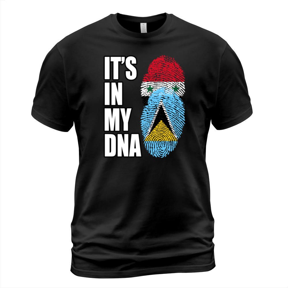 Syrian And Saint Lucian Vintage Heritage DNA Flag T-Shirt Unisex