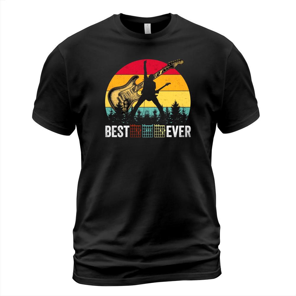 Guitarist Best Dad Ever Vintage Sunset Musician Shirt Men T-Shirt T-Shirt Unisex