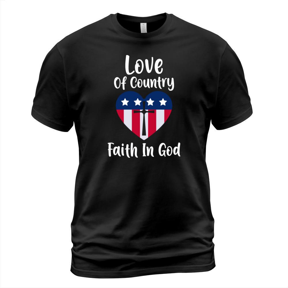 Patriotic Christian Faith In God Heart Cross T-Shirt Unisex