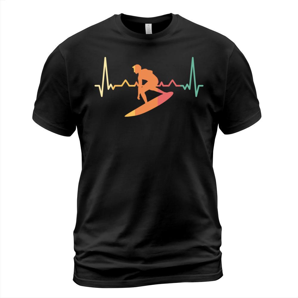 Surfer Heartbeat Vintage Surfer Surfboarder T-Shirt Unisex