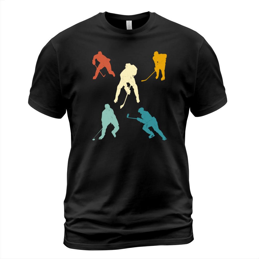 Retro Hockey Player Ice Hockey Colorful T-Shirt Unisex
