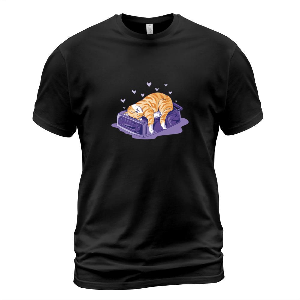 Funny Cat on a Bag Vacation Holiday T-Shirt Unisex