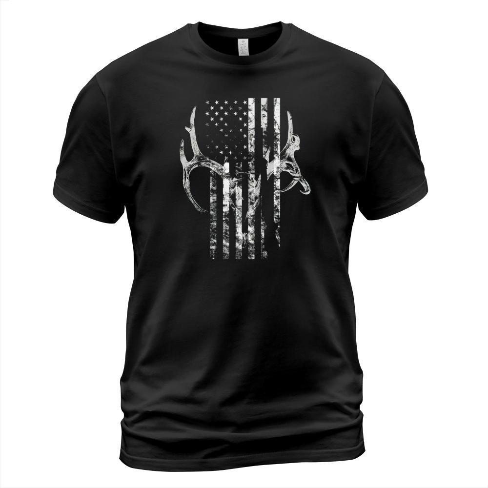 Hunting Deer Skull flag T Shirt Hunters T-Shirt Unisex