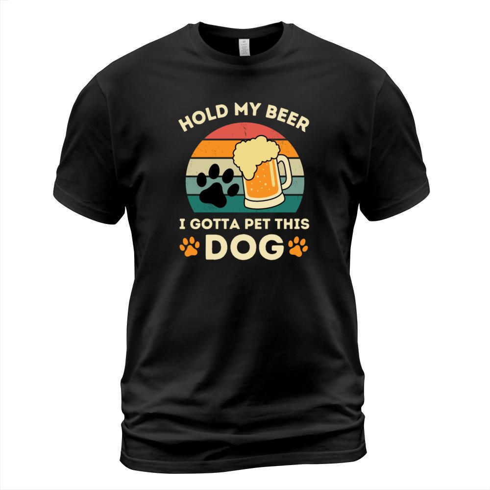 Hold My Beer I Gotta Pet This Dog Vintage Sunset T-Shirt Unisex