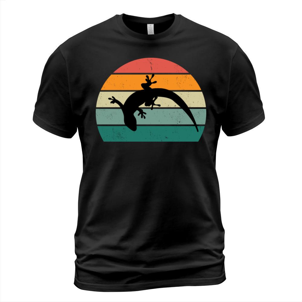Vintage Sunset Gecko Lizard Silhouette T-Shirt Unisex