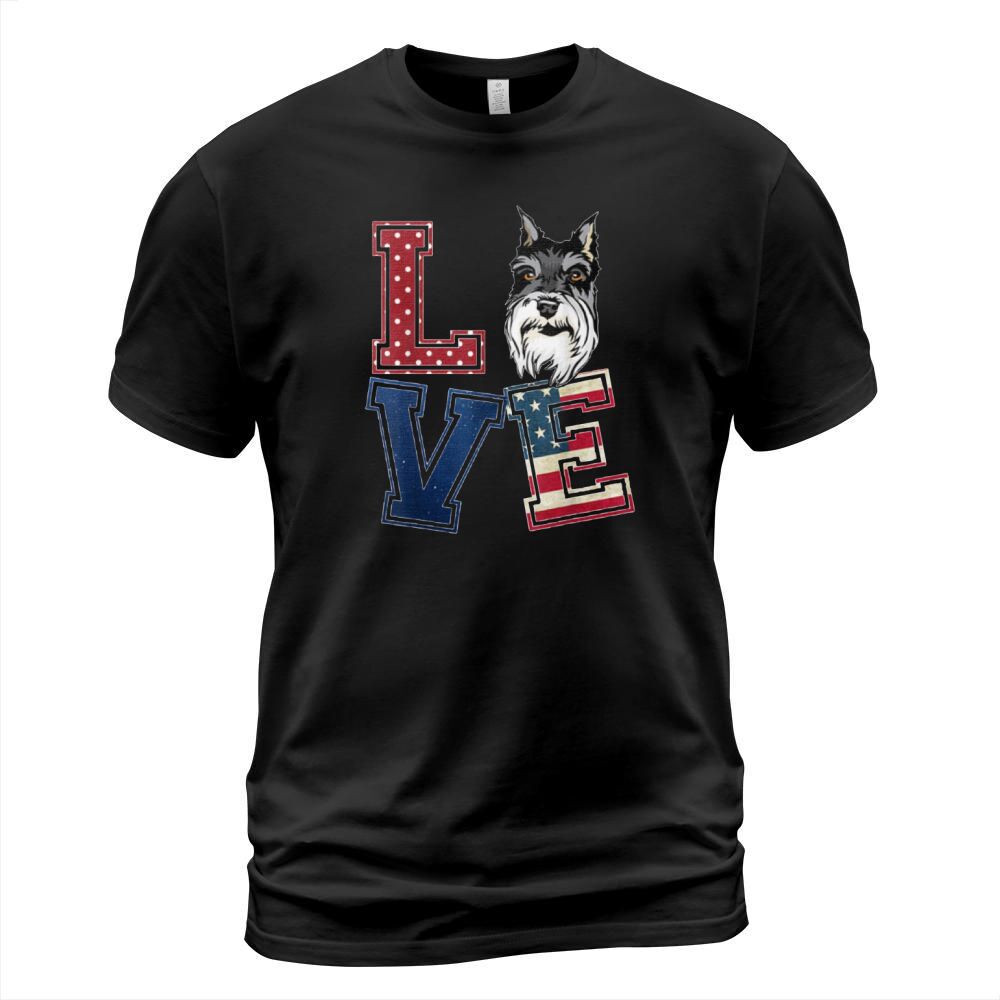 Love Miniature Schnauzer American Flag T-Shirt Unisex