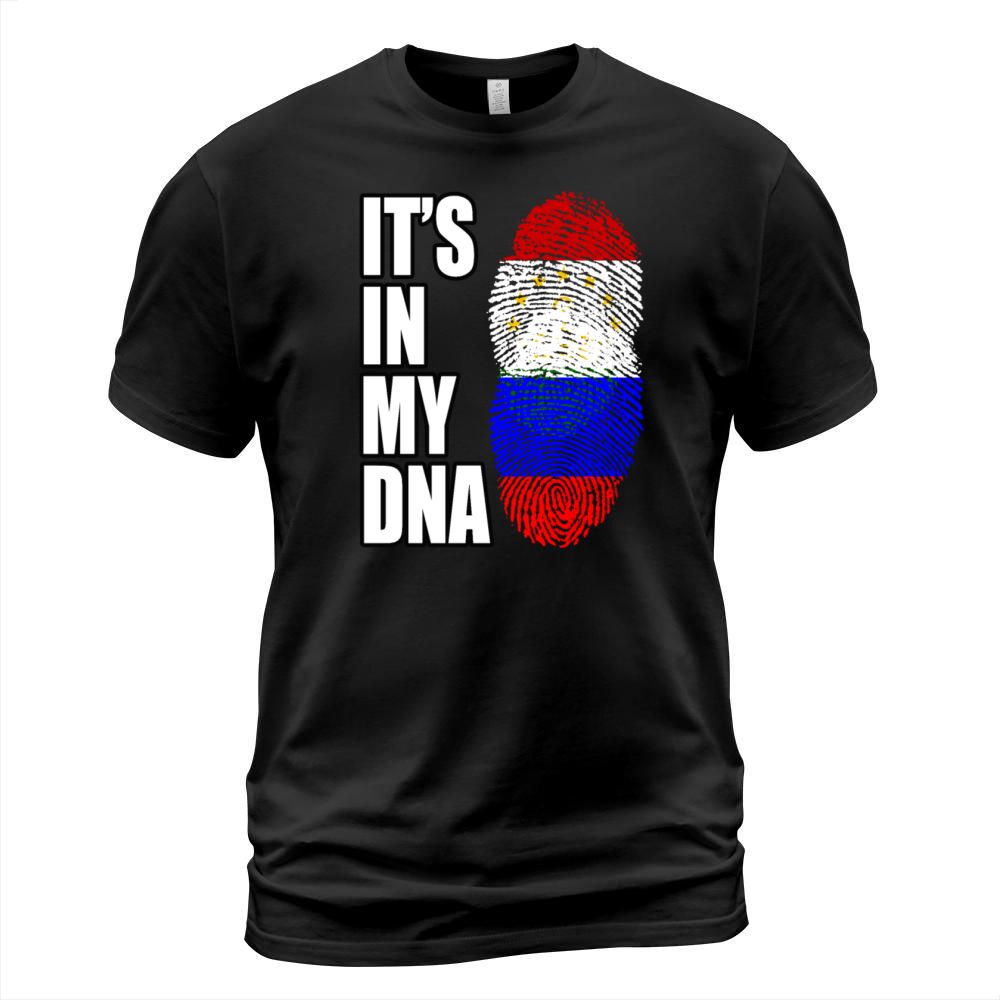 Tajikistani And Russian Vintage Heritage DNA Flag T-Shirt Unisex
