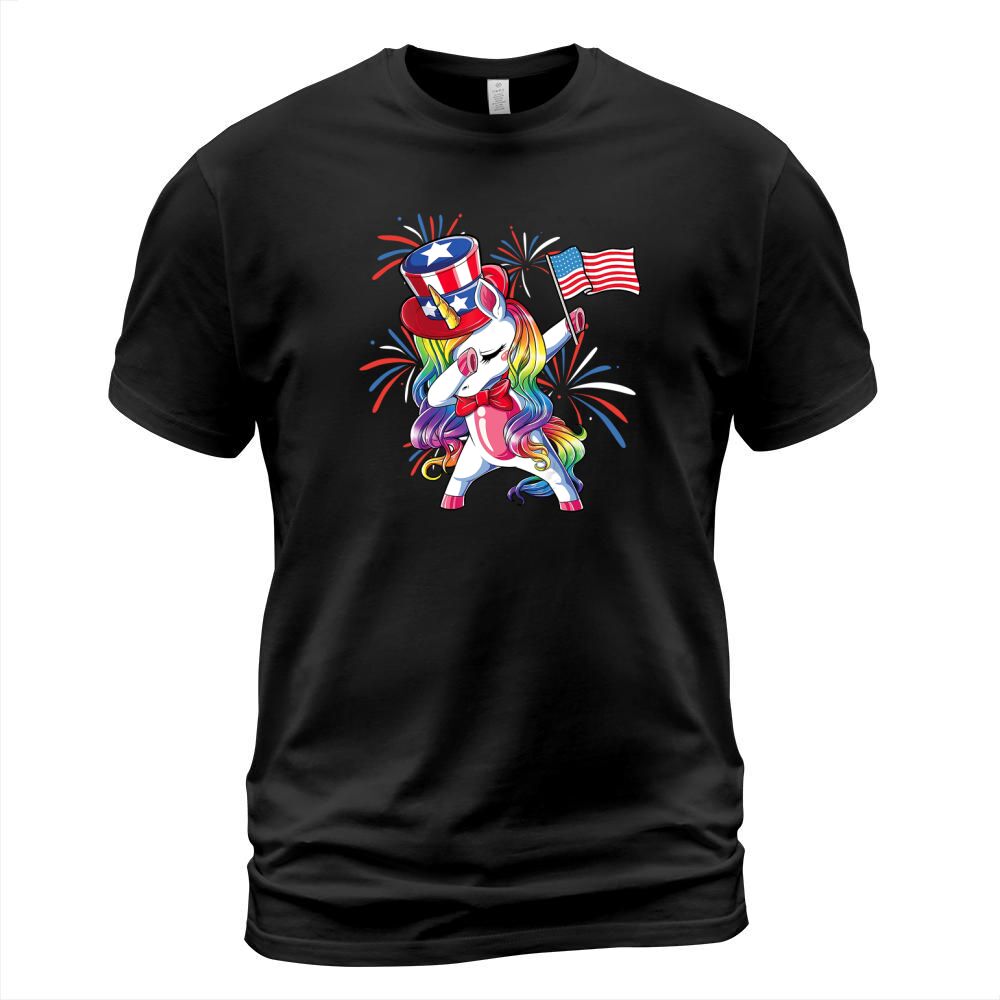 Unicorn Dabbing Patriotic 4th Of July American Flag shirt T-Shirt Unisex