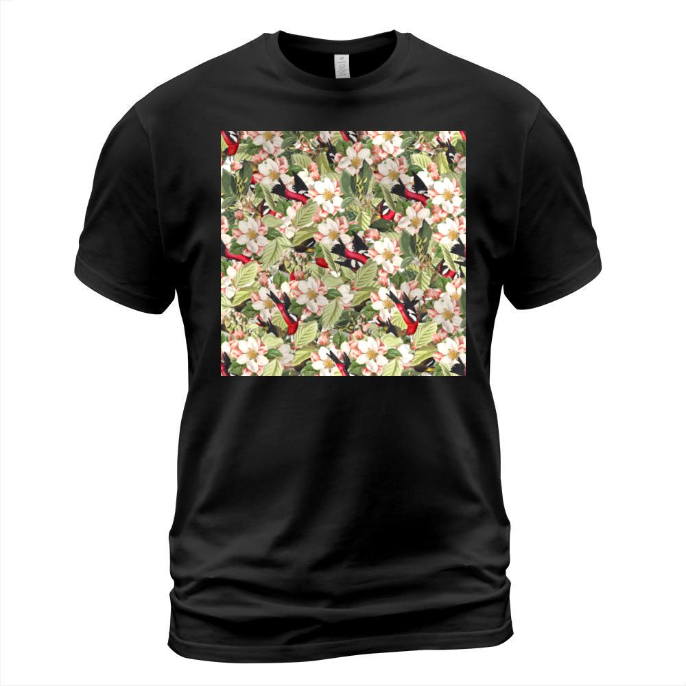 Artistic colorful bright floral and birds pattern T-Shirt Unisex