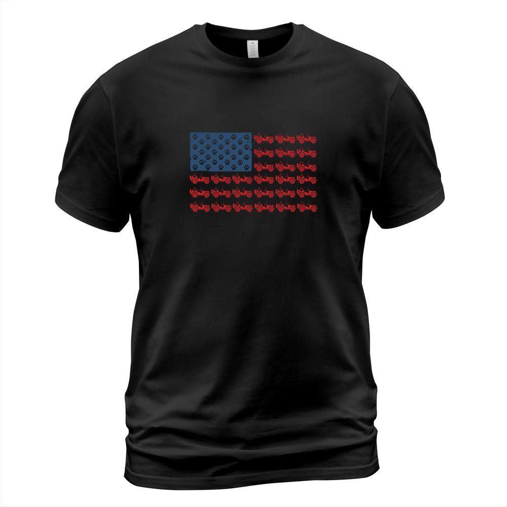 Jeeps And Paw Dog American Flag 4th Of July Independence Day shirth T-Shirt Unisex