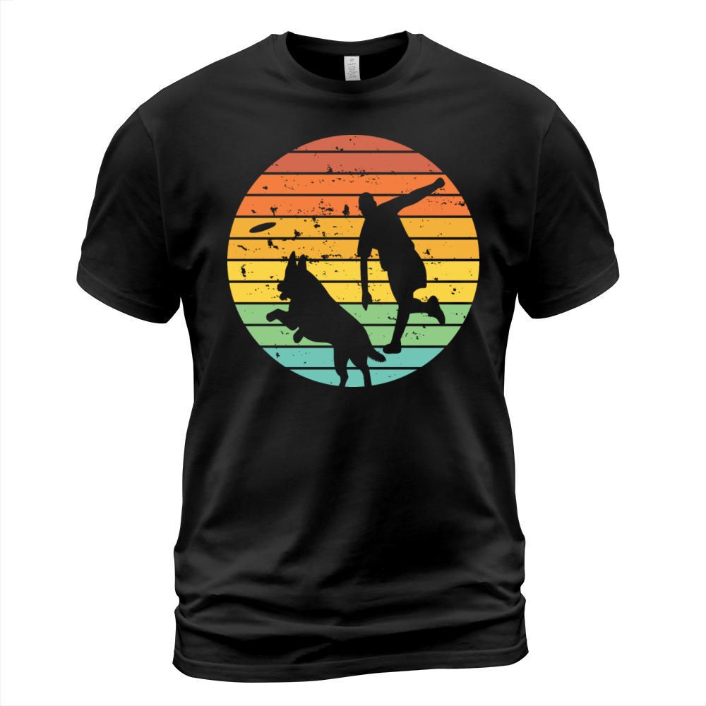 Frisbee Man With German Shepherd Dog T-Shirt Unisex