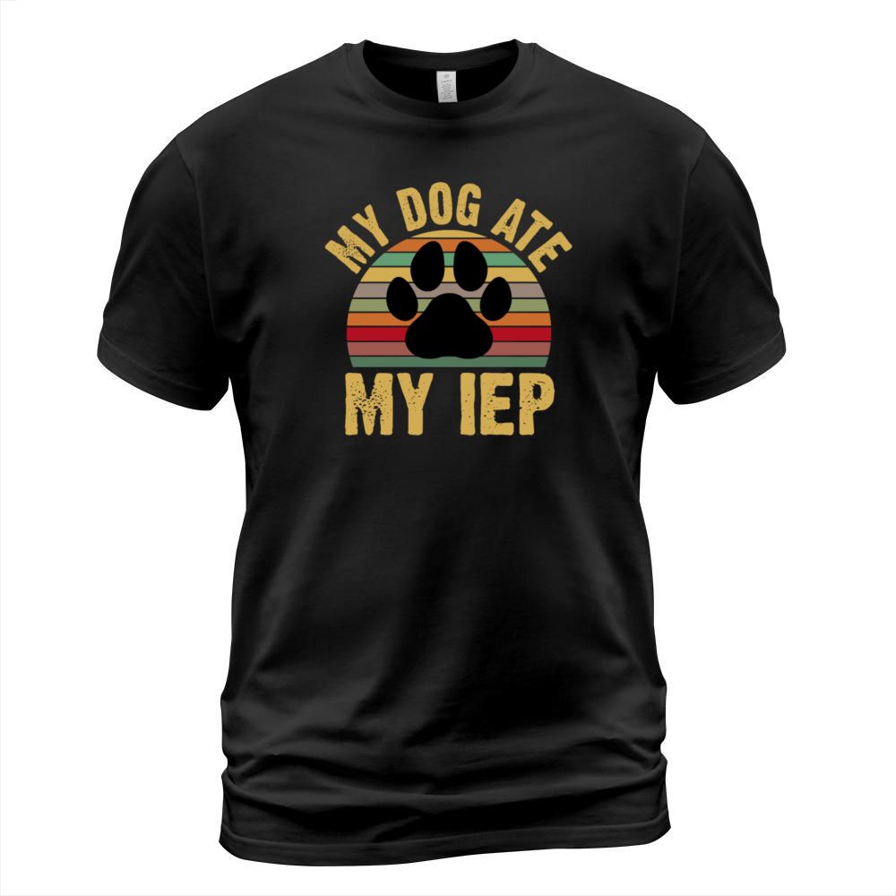 My Dog Ate My IEP Funny Vintage Paw Dog Teacher T-Shirt Unisex