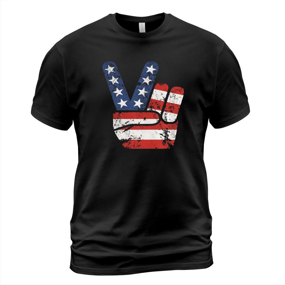 Vintage American Flag Big Peace Sign T-Shirt Unisex