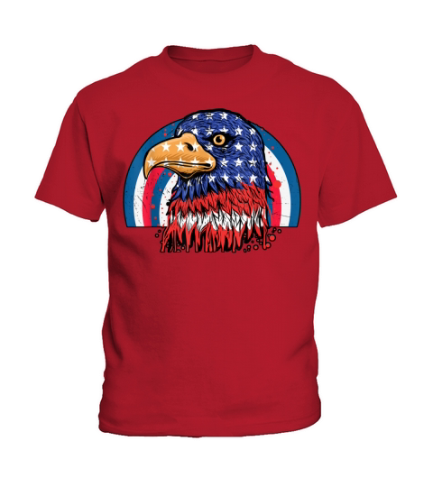 Eagle Head American Flag Patriotic 4th of July Kids T-Shirt