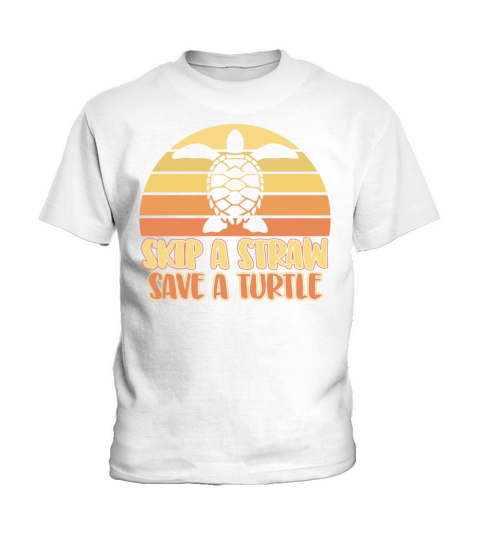 Skip A Straw Save A Turtle Quote Retro Vintage Fun Kids T-Shirt
