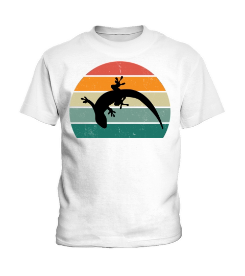 Vintage Sunset Gecko Lizard Silhouette Kids T-Shirt