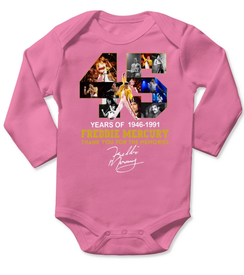 45 Years Of Freddie Mercury Signature Thank You For The Memories shirt Long Sleeve Baby One-Piece