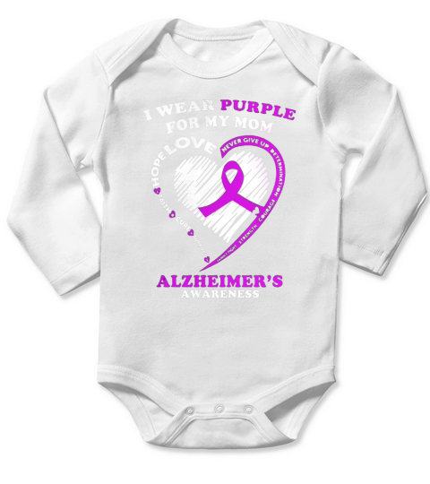 Alzheimers Awareness Shirt - I Wear Purple For My Mom Long Sleeve Baby One-Piece