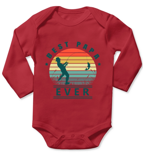 Best papa ever fishing dad Long Sleeve Baby One-Piece