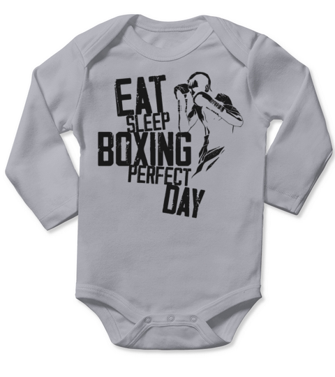 Boxing Vintage Eat Sleep Boxing Long Sleeve Baby One-Piece
