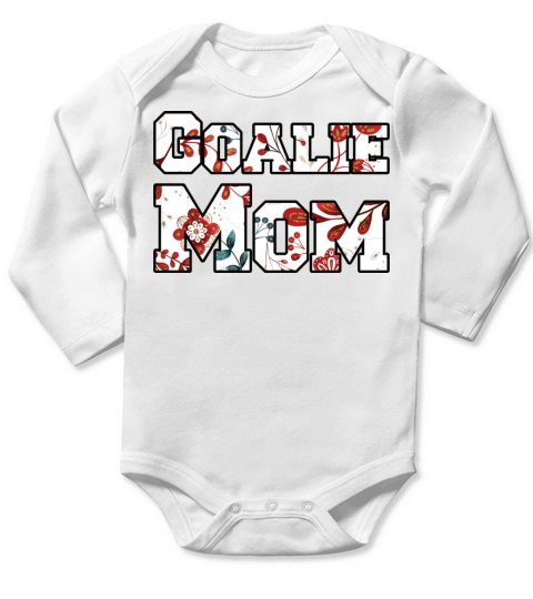 Goalie Mom red blue floral Long Sleeve Baby One-Piece