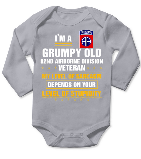 Im a Grumpy Old 82nd Airborne Division Veteran T-Shirt Long Sleeve Baby One-Piece