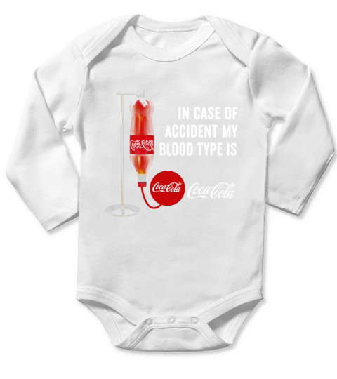 In case of accident my blood type is Coca Cola Long Sleeve Baby One-Piece