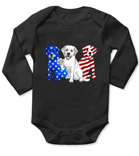 Labrador Retriever dog American flag 4th of July shirt Long Sleeve Baby One-Piece