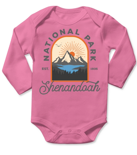 National Park Shenandoah Virginia Mountain Vintage Long Sleeve Baby One-Piece