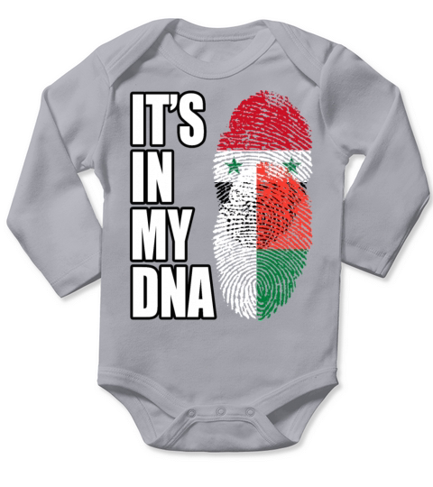 Syrian And Malagasy Vintage Heritage DNA Flag Long Sleeve Baby One-Piece