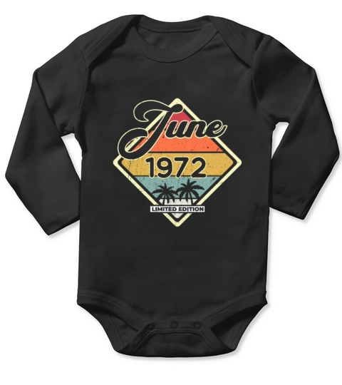 Vintage 50th Birthday June 1972 Sports Gift Long Sleeve Baby One-Piece