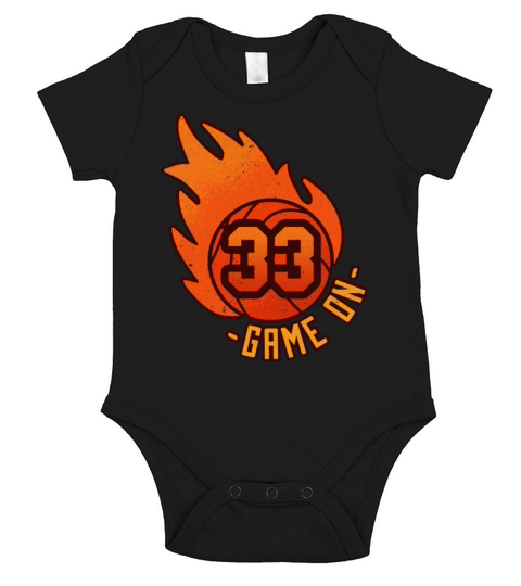 Athlete Ball Fire Game Sport Number 33 Basketball Short Sleeve Baby One-Piece