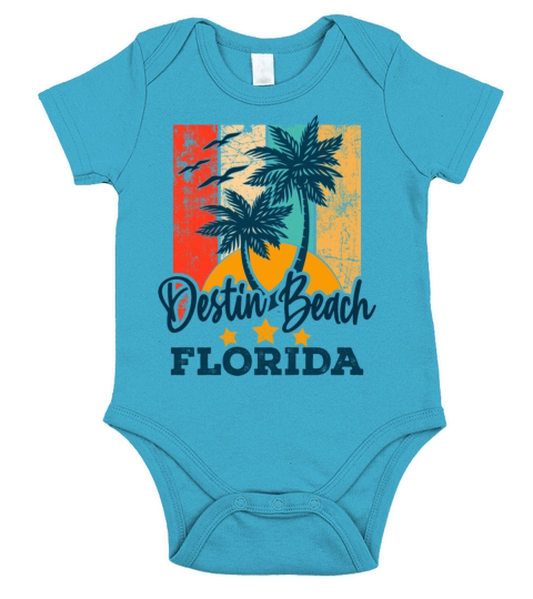 Destin Florida Vintage Beach Surfing Vacation Short Sleeve Baby One-Piece
