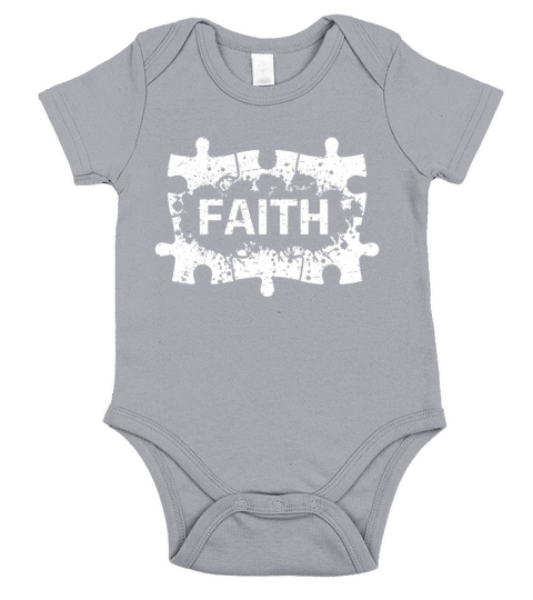 Distressed Faith Puzzle Autism Awareness Month Short Sleeve Baby One-Piece