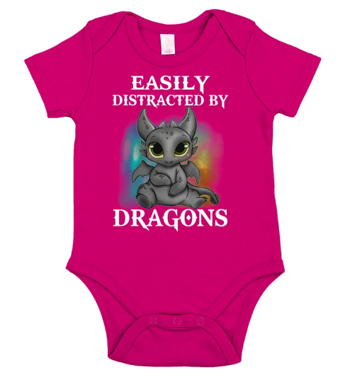 Easily Distracted by Dragons Short Sleeve Baby One-Piece