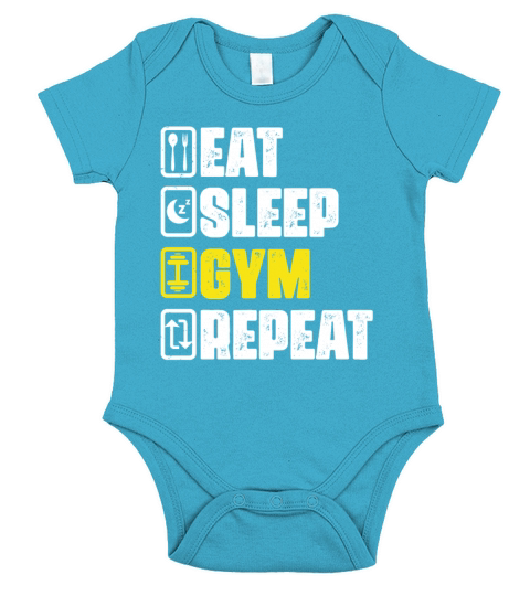 Eat Sleep Gym Repeat Funny Gym Workout Fitness Wei Short Sleeve Baby One-Piece