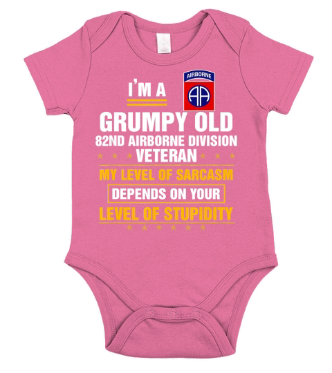 Im a Grumpy Old 82nd Airborne Division Veteran T-Shirt Short Sleeve Baby One-Piece
