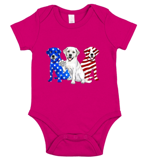 Labrador Retriever dog American flag 4th of July shirt Short Sleeve Baby One-Piece
