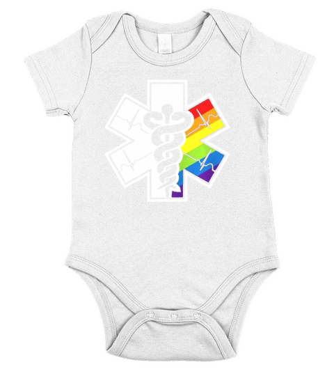 LGBT Pride EMT Star Of Life Short Sleeve Baby One-Piece