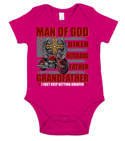 Man Of God Biker Shirt Husband Father Grandfather Short Sleeve Baby One-Piece